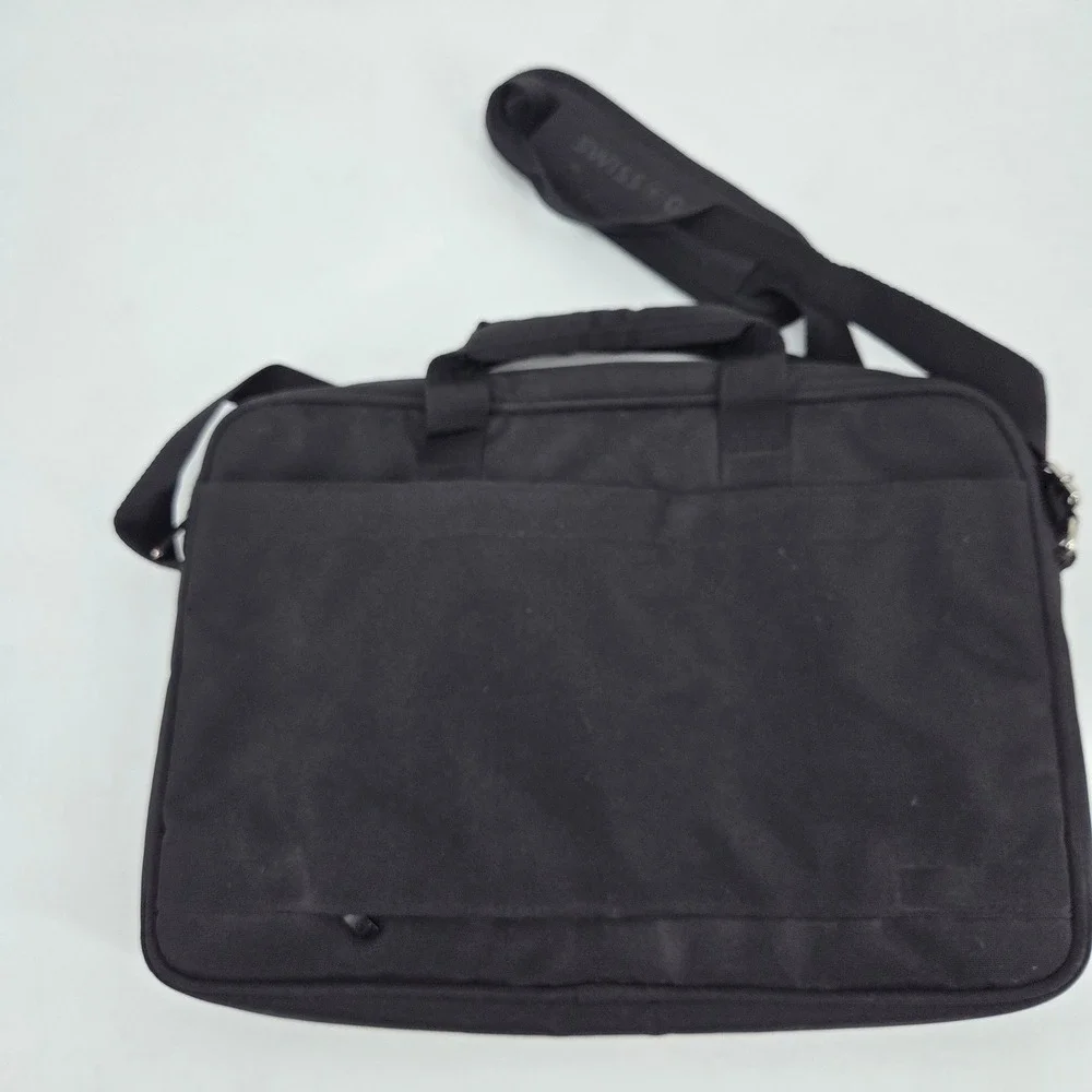 SwissGear Black Laptop Messenger Bag Padded Shoulder Briefcase Case
